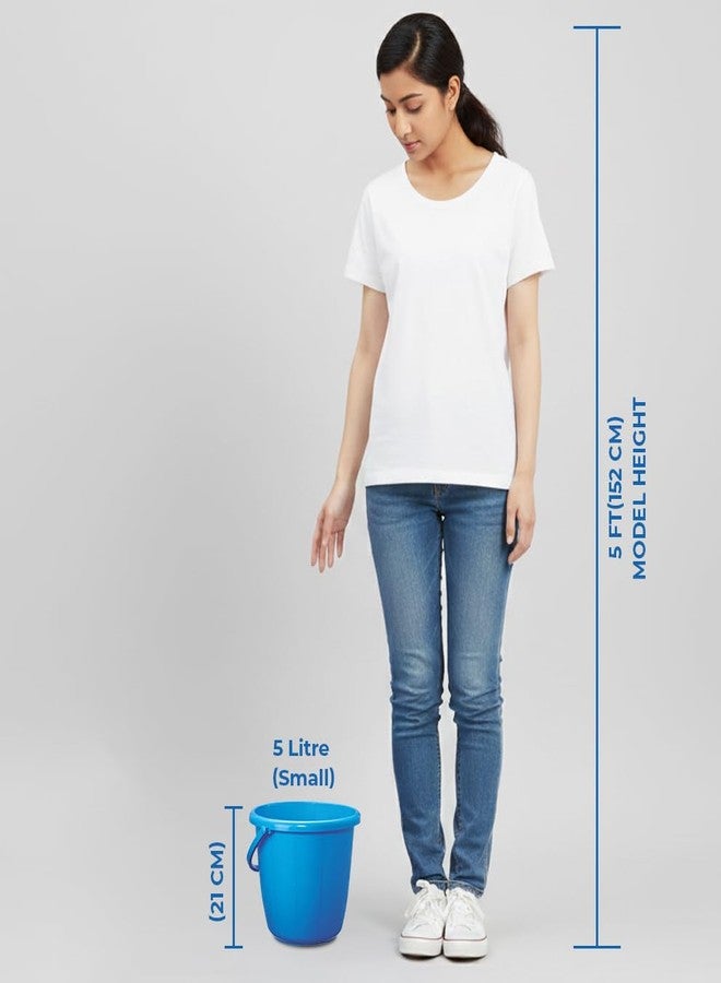 RATAN PLASTICWARE دلو بلاستيكي موفر للغاية من راتان بلاستيكوير، سعة 5 لترات، للاستخدام المنزلي والمطبخ - أزرق (عبوة من قطعة واحدة) | دلو متعدد الأغراض وخفيف الوزن للاستخدام المنزلي والحمام والتنظيف - Image 2